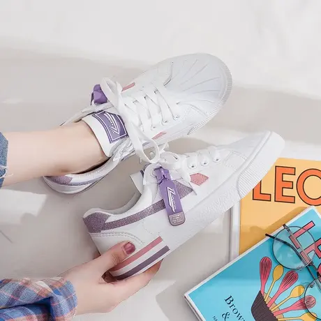 小白鞋女2020夏薄款透气学生新款原宿百搭平底网红爆款港风板鞋商品大图