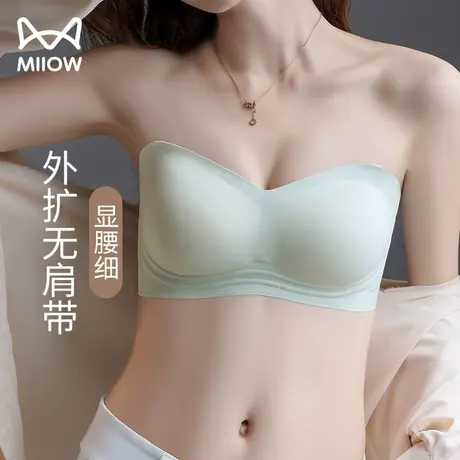 猫人无肩带外扩型内衣女小胸聚拢显大无痕美背性感可拆肩带文胸图片