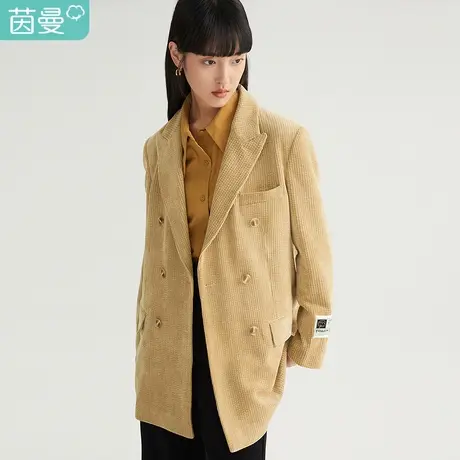 【商场同款】茵曼2023年春季新款女灯心绒休闲通勤西装外套上衣图片