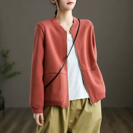 dza 文艺复古工装外套女春秋百搭2022新款上衣小个子短款宽松夹克图片