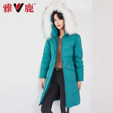 yaloo/雅鹿新款冬季加厚羽绒服韩版大毛领保暖外套连帽中长款女商品大图