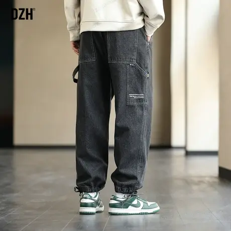 男士深灰色束脚牛仔裤男春夏款潮牌裤子2023新款ins高街潮休闲裤商品大图