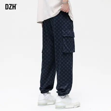 男士棋盘格工装裤男夏季宽松束脚薄款裤子2023新款休闲裤百搭长裤商品大图