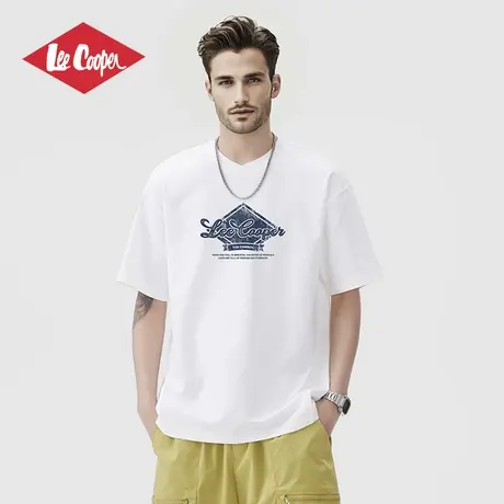 Lee Cooper/李库珀 凉感宽松白T恤男士夏季薄款透气圆领短袖上衣商品大图