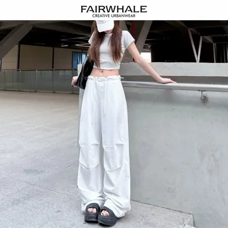 马克华菲2025新款美式工装裤男女同款休闲长裤高腰阔腿伞兵裤潮商品大图