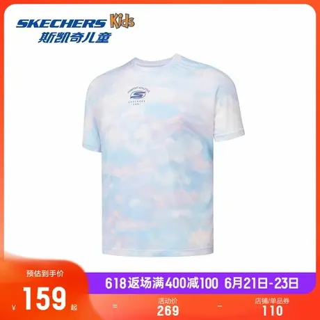 Skechers斯凯奇童装女童圆领短袖T恤儿童夏季户外运动休闲上衣图片