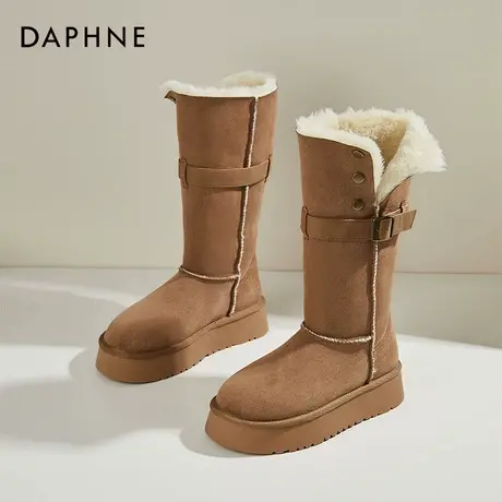 达芙妮厚底两穿中筒雪地靴女2025冬季加绒保暖东北棉靴松糕长筒靴商品大图
