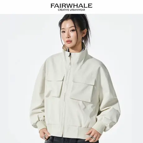 马克华菲美式复古工装外套女2025新款春秋宽松休闲百搭情侣装夹克图片