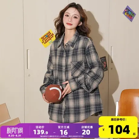 唐狮2025秋季衬衫女新款长袖格子外穿时尚复古格纹日常百搭商品大图