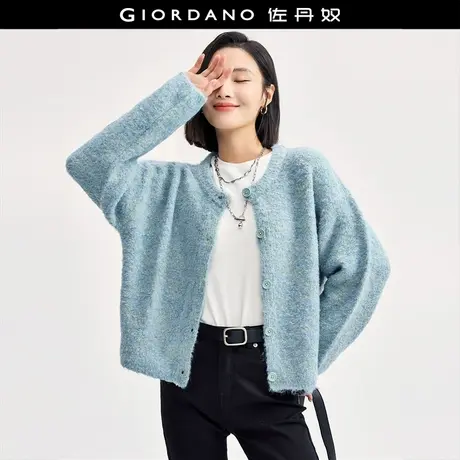 佐丹奴针织衫女装圈圈花纱毛织圆领开襟针织衫 18354508商品大图
