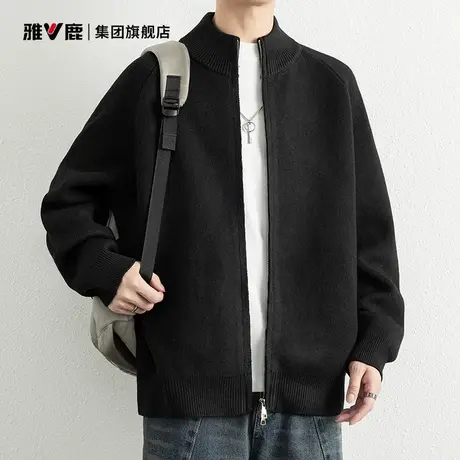 雅鹿针织开衫男款秋冬款2025新款毛衣男装外套宽松加厚保暖上衣服商品大图