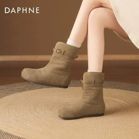 达芙妮加绒短靴女2025新款冬季两穿勃肯靴复古加厚短筒女靴瘦瘦靴图片