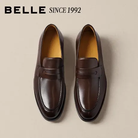 「92系列」百丽男士一脚蹬休闲商务正装皮鞋26春牛皮乐福鞋H9007商品大图