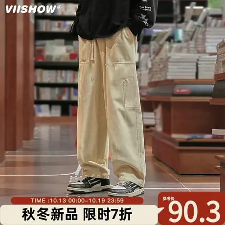 VIISHOW裤子男款春秋冬季男士宽松直筒休闲伐木日系工装男长裤潮商品大图