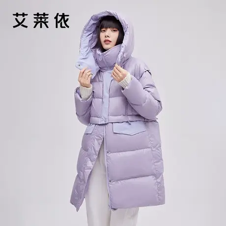 艾莱依新品时尚羽绒服女冬季设计感连帽防寒保暖鸭绒大牌潮外套商品大图