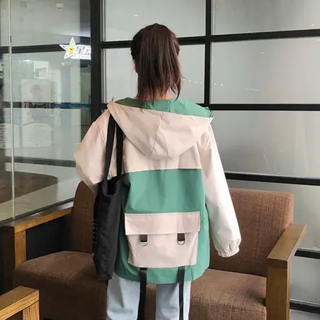 工装外套女春秋2023新款韩版学院风bf宽松百搭洋气夹克外套上衣潮商品大图