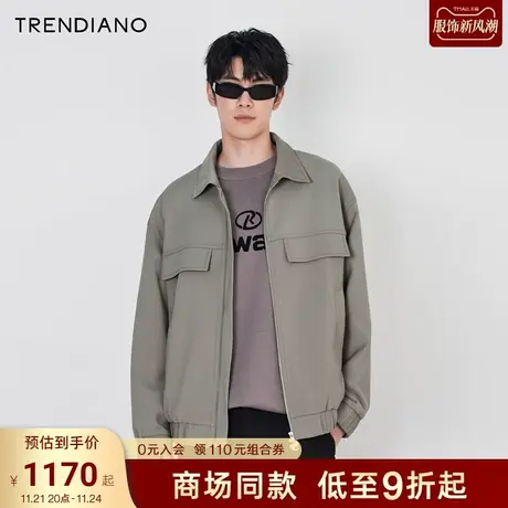 TRENDIANO数字艺术联名系列假式盖袋微阔翻领外套男2023新款冬季商品大图