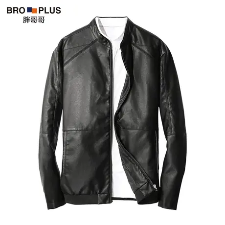 胖哥哥大码皮衣男机车皮夹克潮胖子春季短款外套加肥加大肥佬男装商品大图