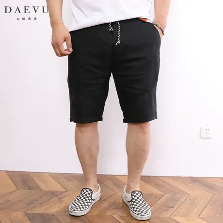 大依无忧夏新款韩版麻料大号潮胖子加肥加大码男士休闲短裤五分裤商品大图