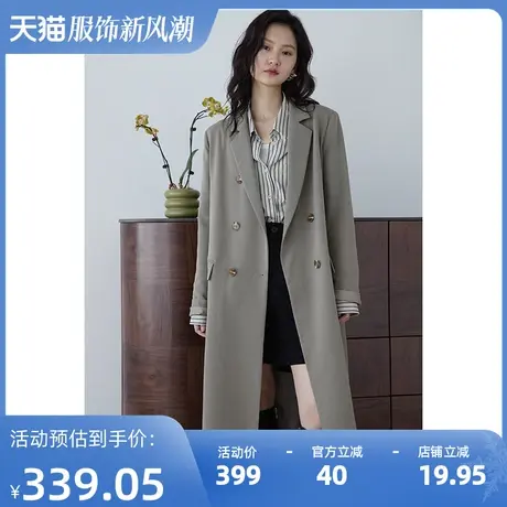 嘉茱莉2025年春季新款长款西装外套女中长款西装风衣职场轻熟风商品大图