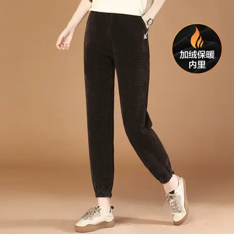 韩潮袭人松紧腰宽松束脚加绒保暖休闲裤女2023冬季新款运动哈伦裤图片