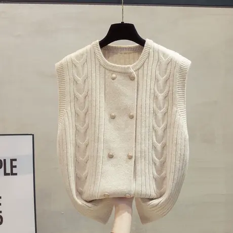 麻花针织开衫马甲背心女2025春秋新款宽松外穿马夹圆领毛衣坎肩潮商品大图