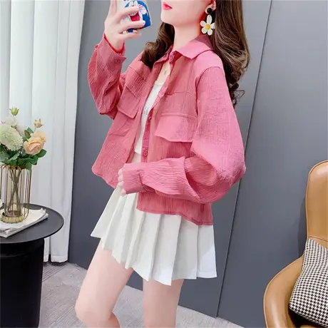 设计感小个子防晒衬衫外套女夏季2023年新款宽松薄款洋气雪纺上衣图片