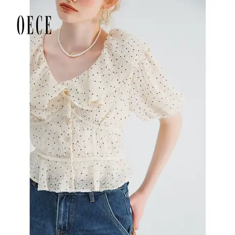 Oece温柔气质小衫女夏季新款女装设计感小众衬衫甜美上衣商品大图
