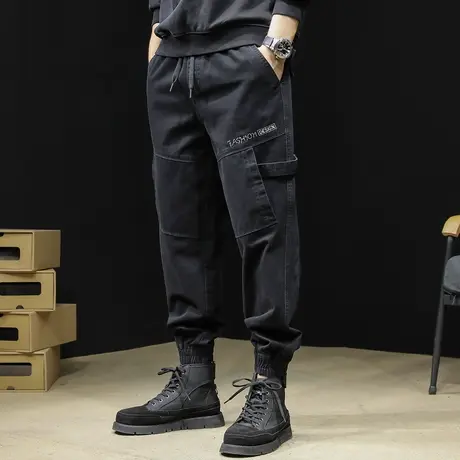 美式工装裤男2023新款潮牌休闲束脚男裤大码秋款多袋黑色裤子秋季商品大图