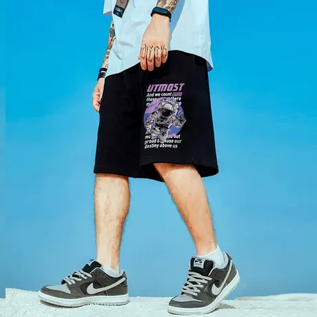 国潮运动五分裤休闲加肥加大码短裤男潮宽松潮牌ins夏外穿篮球裤图片