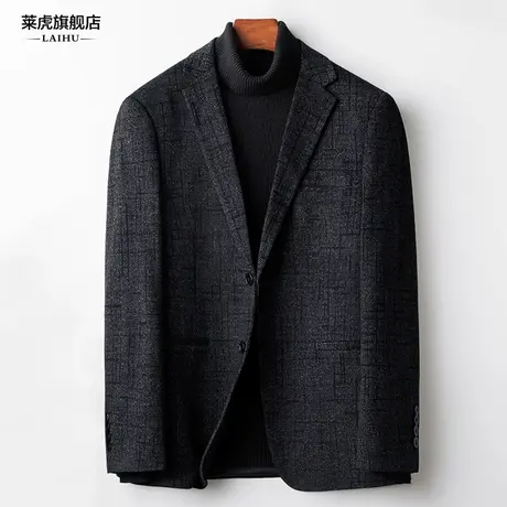 中年西装外套男修身韩版秋冬新款商务百搭呢子休闲小西服男士上衣商品大图