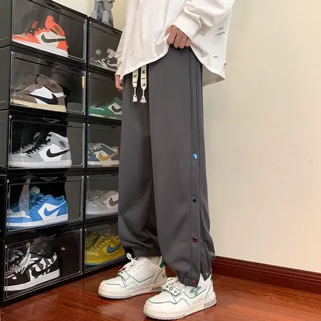排扣运动卫裤男士束脚宽松紧腰秋季秋冬款哈伦休闲裤子潮牌春秋款商品大图