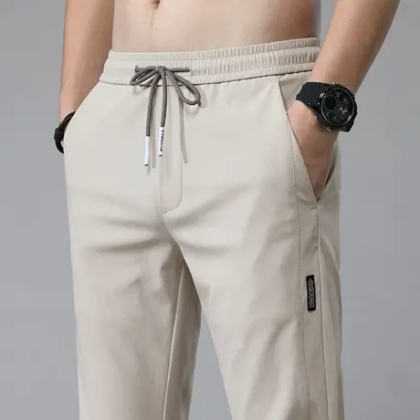 夏天冰丝男款运动休闲裤夏季薄款宽松紧腰直筒长裤2023新款男裤子商品大图