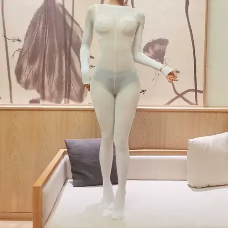 春夏丝袜全身包脚连体衣连脚性感开档连体丝袜男女连体袜九连体袜商品大图