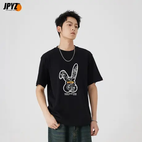 轻奢复古短袖T恤男夏季男款纯棉衣服男士体恤青少年大码男生半袖商品大图