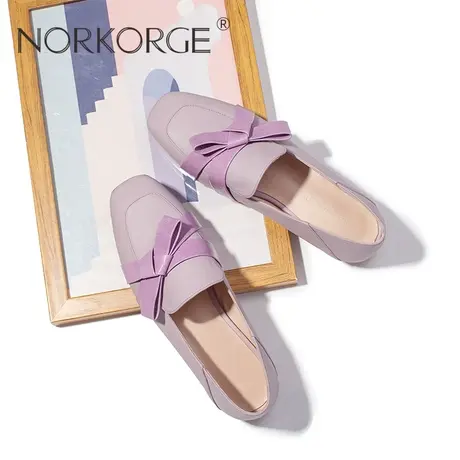 2024新款春复古仙女风文艺浅紫色乐福鞋单鞋女鞋温柔奶奶鞋小皮鞋商品大图