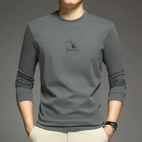 重磅纯棉t恤男长袖卫衣加绒加厚保暖内搭打底衫摇粒绒全棉秋衣服图片