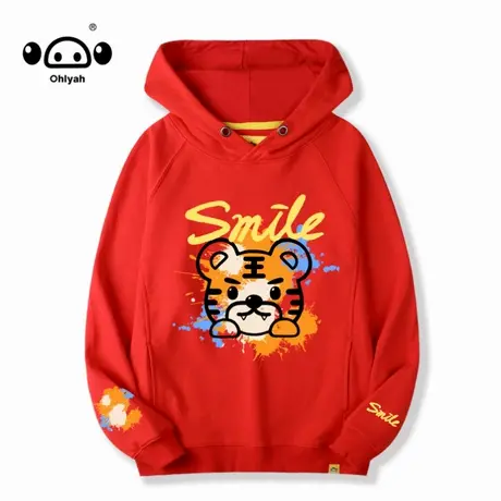 Ohlyah国潮牌连帽卫衣女美版纯色经典新款中性情侣袖标长袖外套商品大图