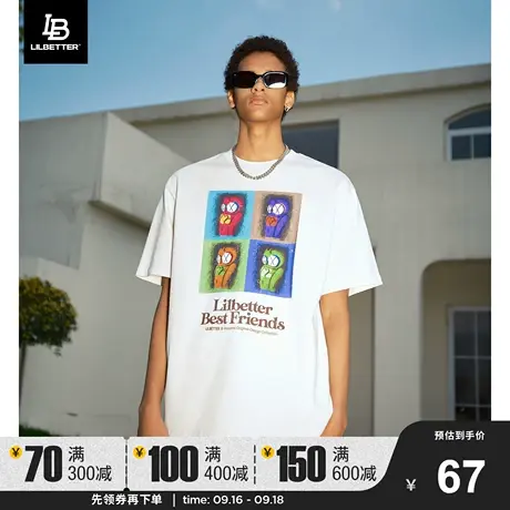Lilbetter歪歪WAIWAI联名短袖t恤夏季半袖纯棉体恤美式街头上衣LB商品大图
