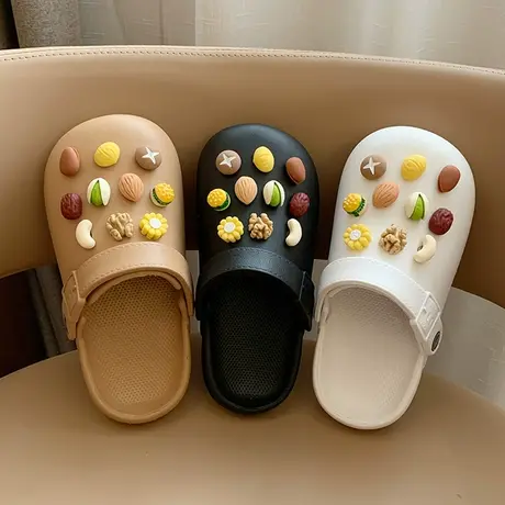 包头半拖鞋女夏外穿2023新款时尚厚底踩屎感两穿洞洞鞋防滑沙滩鞋图片