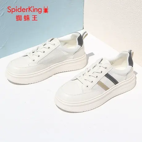 SPIDER KING/蜘蛛王小白鞋女真皮2023夏季商场同款板鞋女网面厚底商品大图