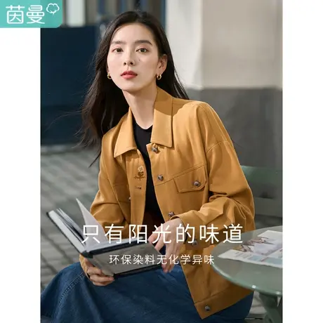 茵曼2023春女装新款复古刺绣设计感棉质小个子宽松显瘦外套短夹克图片