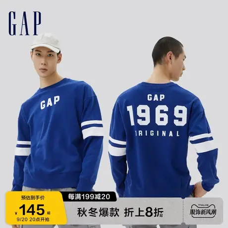 Gap男装秋季新款LOGO法式圈织软卫衣602135运动衫休闲上衣图片