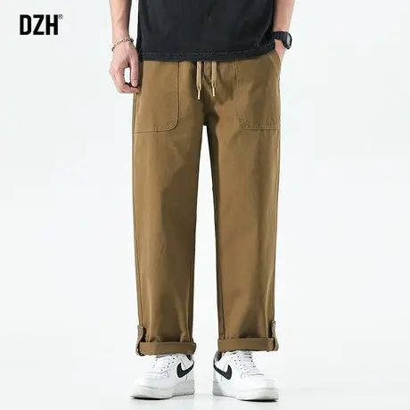 男士卡其色休闲裤男直筒宽松大码男裤2023新款秋季美式裤子工装裤商品大图