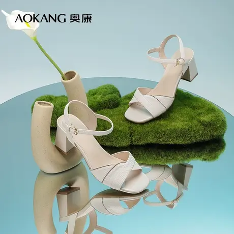 【门店发货】奥康女鞋 夏季新款透气时尚气质时装凉鞋一字带简约图片