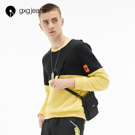 清仓gxg jeans男装秋新款卫衣男潮牌ins撞色行星刺绣圆领休闲上衣图片