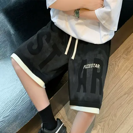美式假两件短裤男夏季薄款篮球运动裤潮牌痞帅设计感五分休闲裤子商品大图