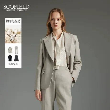 【羊毛】Scofield女装优雅中长款单排扣西装夹克外套冬季图片
