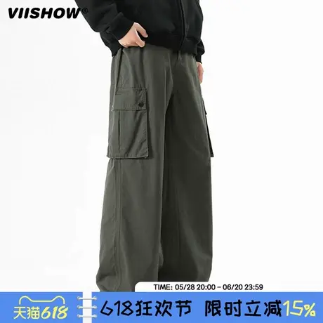 VIISHOW直筒宽松休闲裤子男2025年春季日系Cityboy大口袋工装长裤商品大图