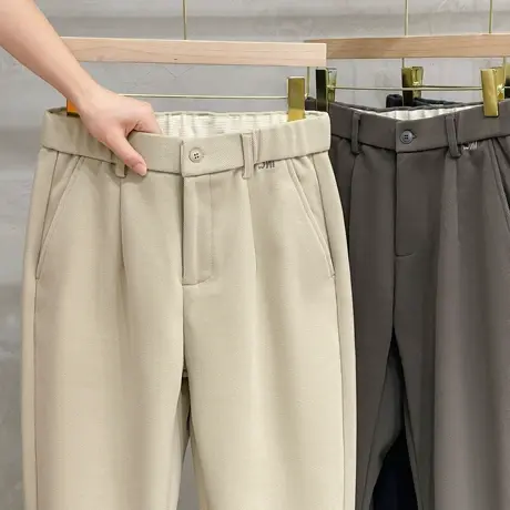 秋冬保暖毛呢西裤男轻商务修身休闲长裤韩版磨毛加厚直筒小脚男裤商品大图